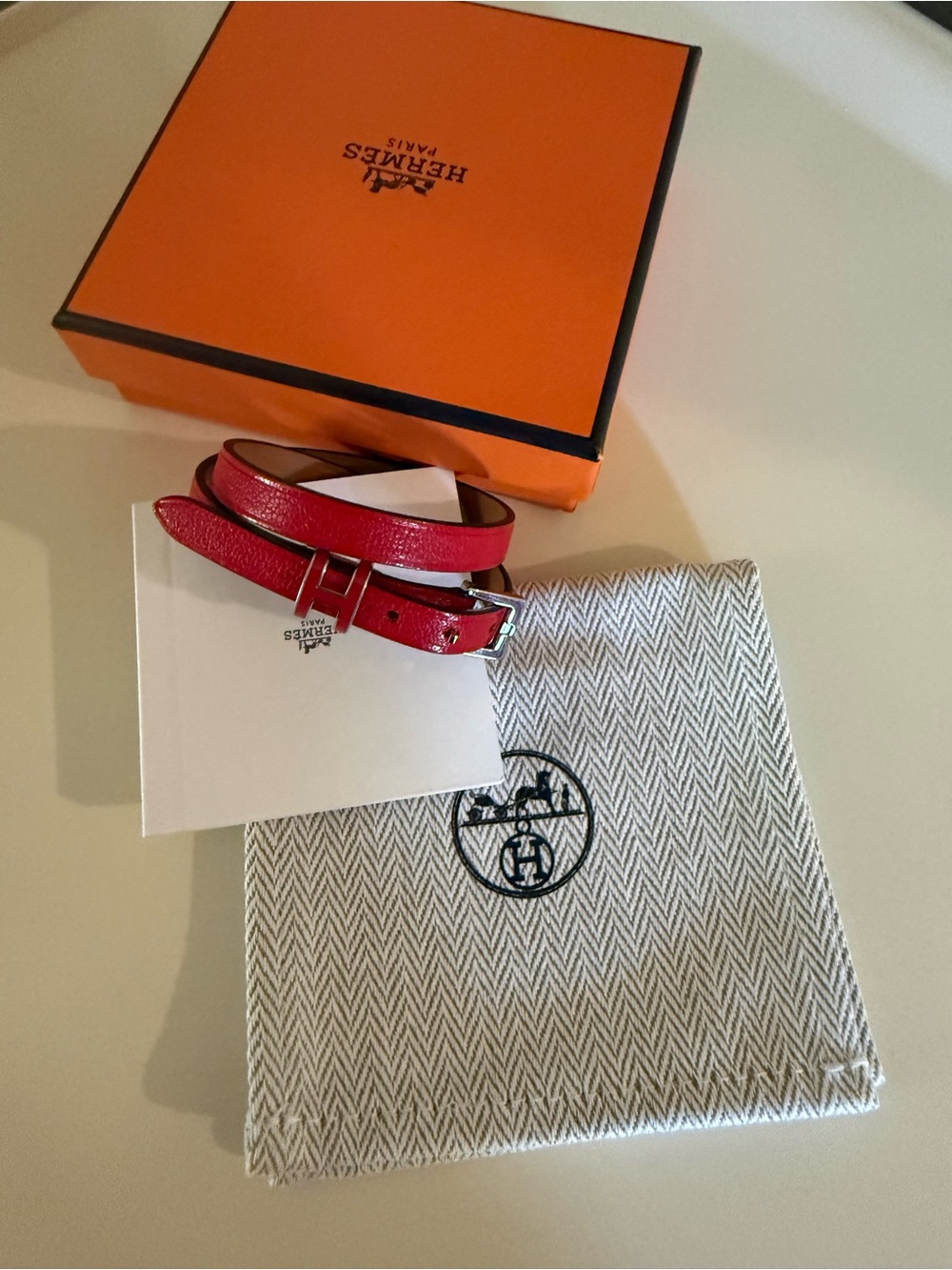 Hermès Hapi 3 Leather Bracelet – Red – Size T2